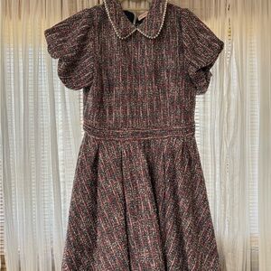 Mom/Daughter Matching Tweed Dresses with Puff Sleeves